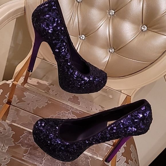 Steve Madden Bitter Purple Sequin Heels - Picture 3 of 16